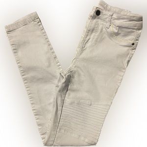 Balera Dance Wear - White Mid Rise Denim Moto Jeggings - almost like new.